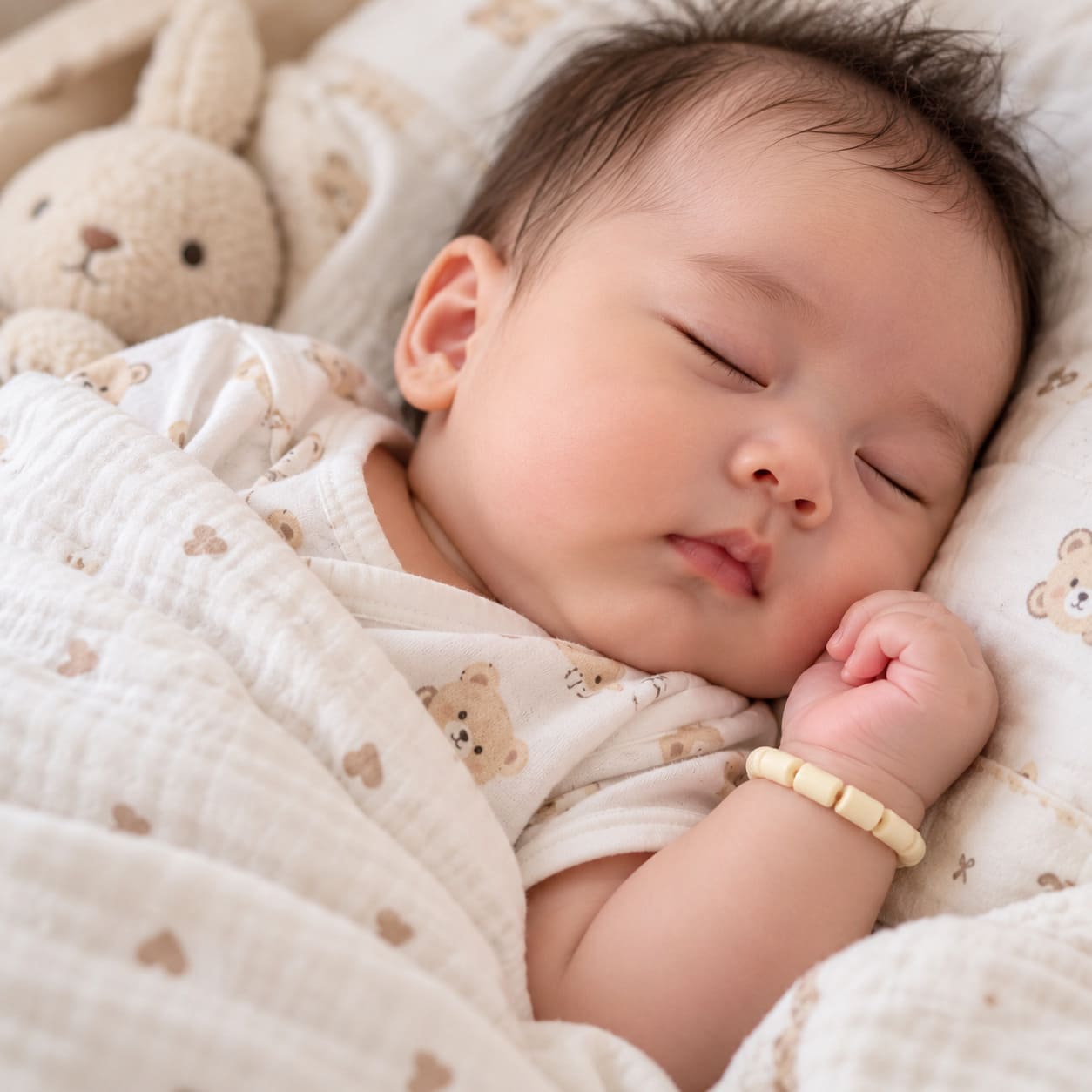 Bé đang ngủ với vòng dâu tằm